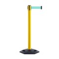 Montour Line Retractable Belt Rolling Stanchion, 2.5ft Yellow Post  7.5ft Lt Grn MSE630-YW-LGN-75